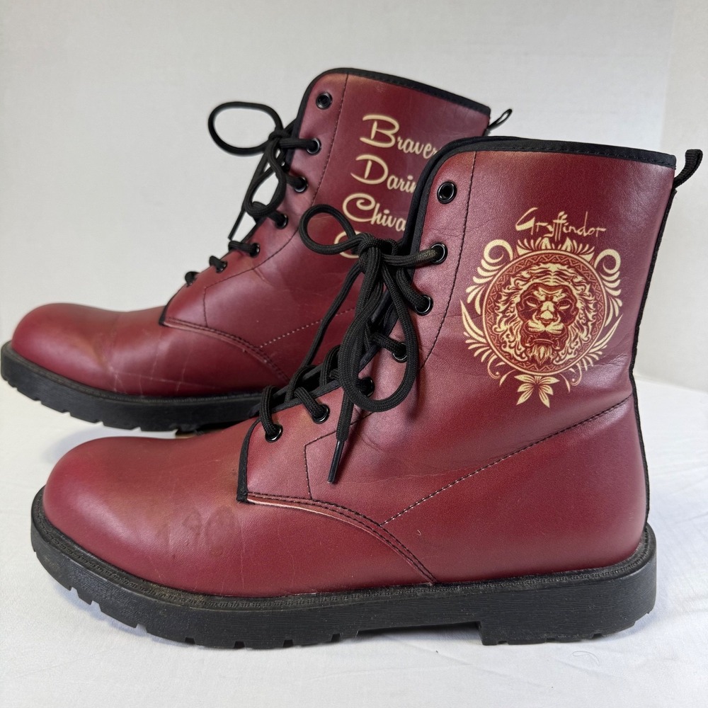 Gryffindor‎ house Harry Potter Combat boots Men's 9.5 Women's 11.5 Burgundy